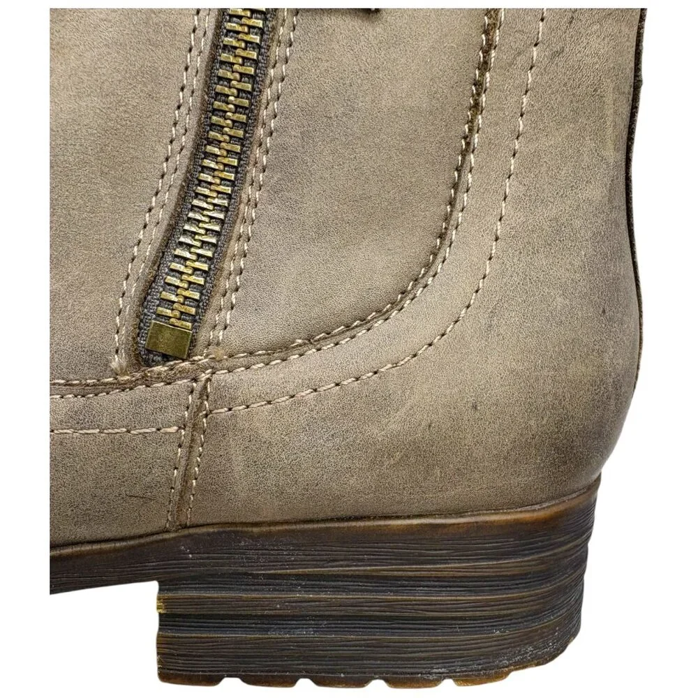 Abeo Hilda Taupe Leather Faux Fur Lined Ankle Boots‎